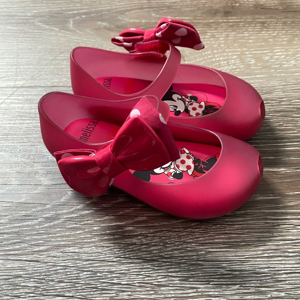 Mini Melissa Girls Red Bow Jelly Dress Shoes